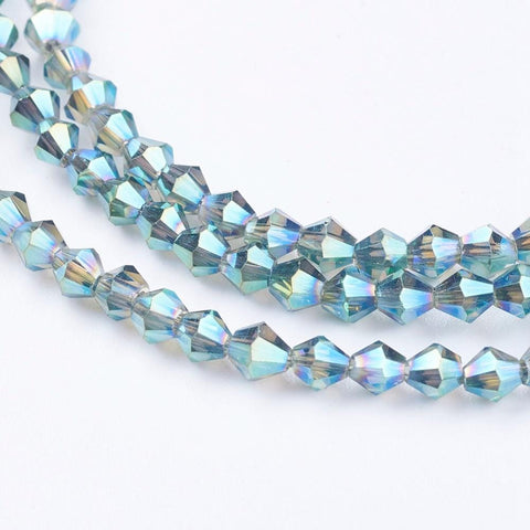 BeadsBalzar Beads & Crafts (BB6404A) TEAL (BB6404X) Glass Beads Strands, Faceted, Bicone, 3mm