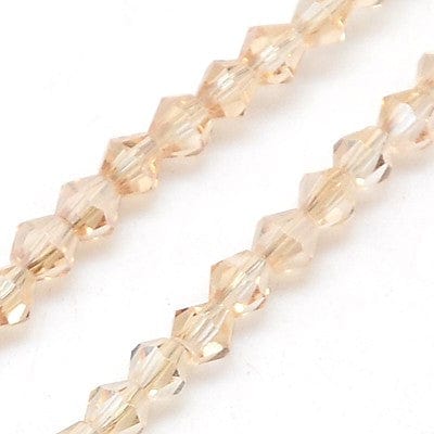 BeadsBalzar Beads & Crafts (BB6404C) ALMOND / HALF GOLDEN PLATED (BB6404X) Glass Beads Strands, Faceted, Bicone, 3mm
