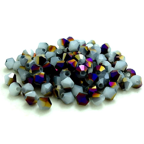 BeadsBalzar Beads & Crafts (BB6408D) Electroplate Glass Imitation Jade Beads Strands, Faceted, Half Rainbow Color Plated, Grade AAA, Bicone, LightBlue Size: about 3mm long