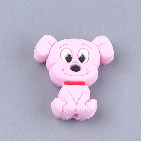 BeadsBalzar Beads & Crafts (BB7247-10C) PEARLPINK (BB7247-X) Food Grade Silicone Beads For Teethers, Beagle Dog, PearlPink 28mm (1 PC)