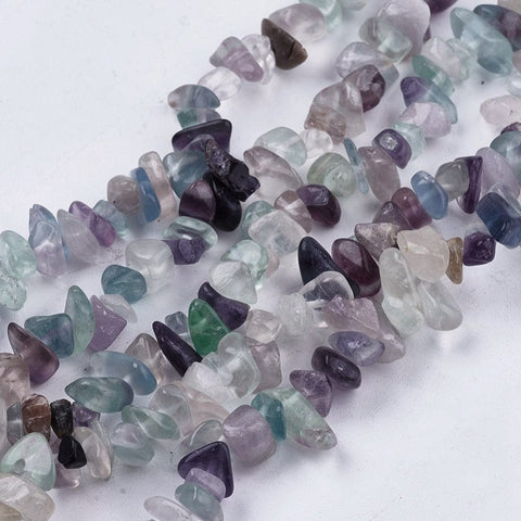 BeadsBalzar Beads & Crafts (BC1552-05) Natural Fluorite Stone Chip 4~10mm long (+-210pcs/strand)