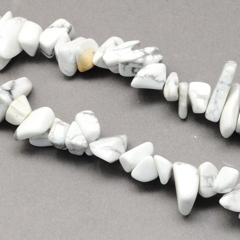 BeadsBalzar Beads & Crafts (BC1552-B16) Natural Howlite Stone Bead Strands, Chip, Howlite  8~18mm