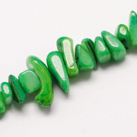 BeadsBalzar Beads & Crafts (BC1558-5) Freshwater Shell Bead Strands, Chip, Green about 8~18mm (1 STR)