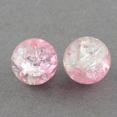 BeadsBalzar Beads & Crafts (BC7261-01) Spray Painted Crackle Glass Beads , Round, Two Tone, Pink 6mm