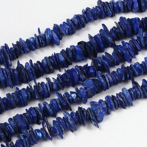 BeadsBalzar Beads & Crafts (BC7299-2) Natural Shell Beads Strands, Chips, Dyed, DarkBlue 6~15mm