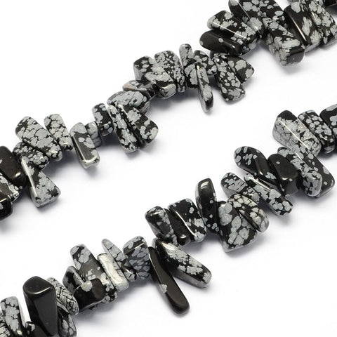BeadsBalzar Beads & Crafts (BC8427-14) Natural Snowflake Obsidian Stone Bead Strands, Chip, Snowflake Obsidian about 12~20mm long