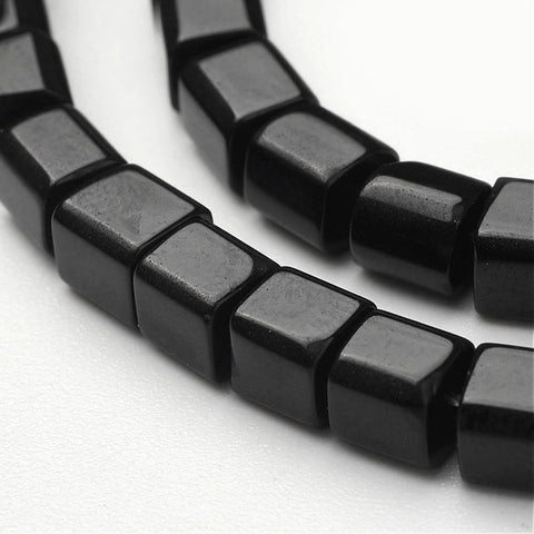 BeadsBalzar Beads & Crafts (BE1273A) Glass Beads Strands, Cube, Black about 4~5mm long
