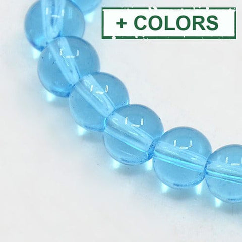 BeadsBalzar Beads & Crafts (BE1275-X) transparent Glass Beads Strands, Round, about 6mm (1 STR)