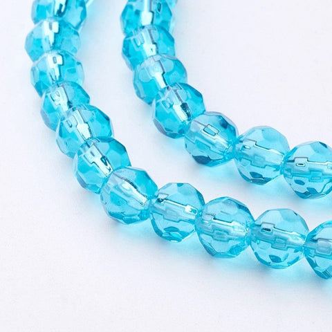 BeadsBalzar Beads & Crafts (BE1288-X) Glass Beads Strands, Faceted, Round, Size: about 6mm (1 STR)