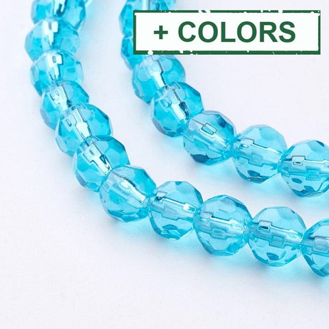 BeadsBalzar Beads & Crafts (BE1288-X) Glass Beads Strands, Faceted, Round, Size: about 6mm (1 STR)