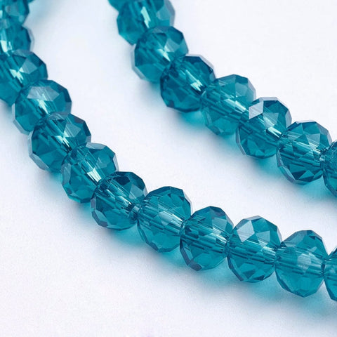 BeadsBalzar Beads & Crafts (BE1292A) Glass Beads, Faceted Rondelle, Dark Cyan 6x4mm (1 STR)