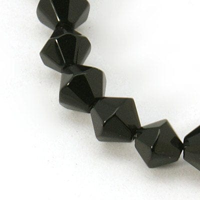 BeadsBalzar Beads & Crafts (BE1294) Glass Beads Strands, Faceted, Bicone, Black 6MM