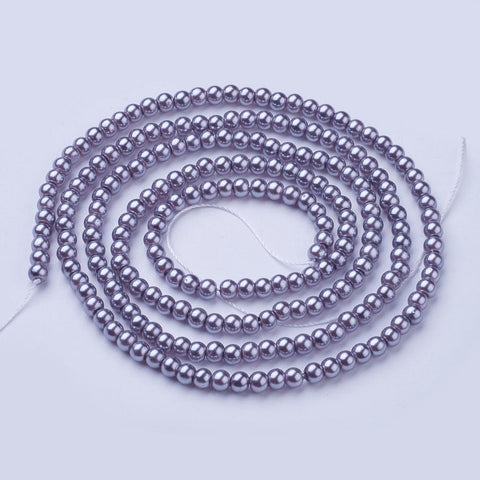 BeadsBalzar Beads & Crafts (BE1371) Glass Pearls 4mm Silver Gray