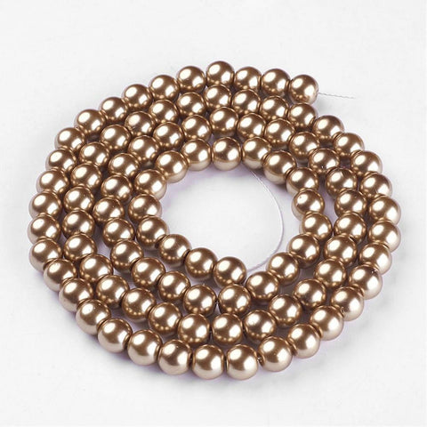 BeadsBalzar Beads & Crafts (BE1901) Glass Pearls 8mm Gold