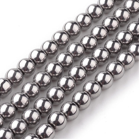 BeadsBalzar Beads & Crafts (BE198) Round Glass Strands, Electroplate, Silver Plated 8MM