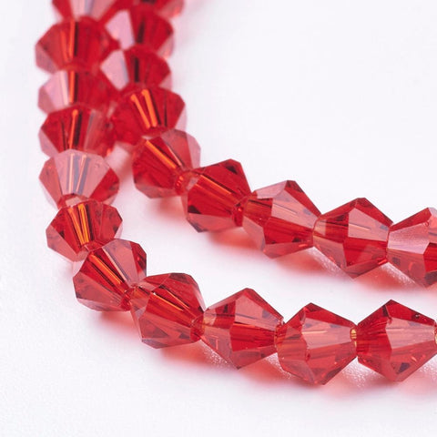 BeadsBalzar Beads & Crafts (BE2558) Imitation Austrian Crystal 5301 Bicone  Faceted  Red  4mm
