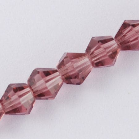 BeadsBalzar Beads & Crafts (BE2813) Imitation #5301 Bicone Beads, Faceted Bicone Glass Beads Strands, OldRose Size: about 3mm long, 3~3.5mm in diameter, hole: 0.5mm