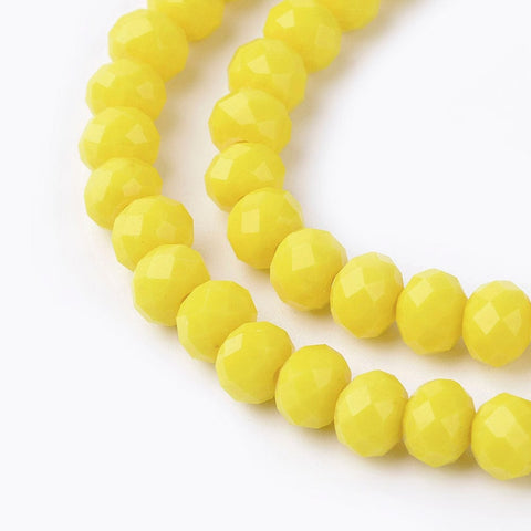 BeadsBalzar Beads & Crafts (BE2822-11) Imitation Jade Glass Beads Faceted, Rondelle, Yellow 3.5x2.5~3mm