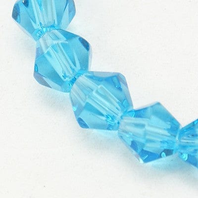 BeadsBalzar Beads & Crafts (BE2847) Transparent Glass Beads Strands, Bicone, Dodger Blue 6mm (1 STR)