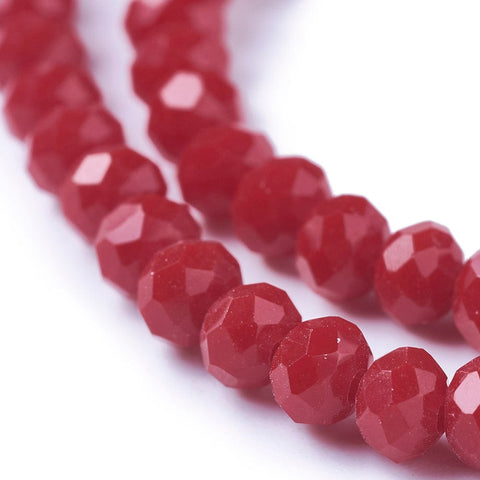 BeadsBalzar Beads & Crafts (BE3012-27) Solid Color Glass Bead Strands, Faceted, Rondelle, FireBrick 4x3mm (1 STR)