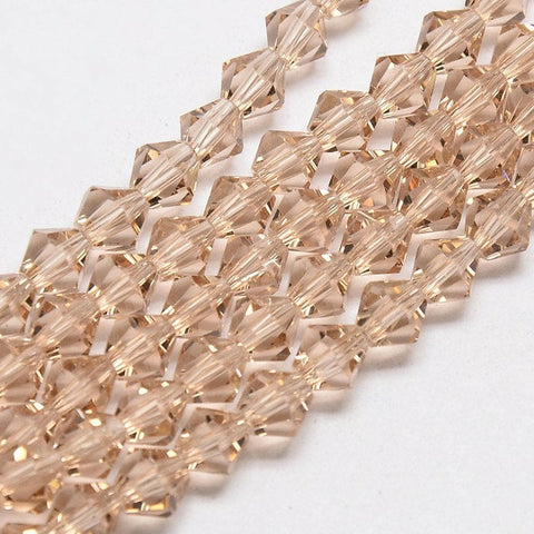 BeadsBalzar Beads & Crafts (BE3013) Bicone Beads, Faceted Bicone Glass Beads Strands, PeachPuff 4MM