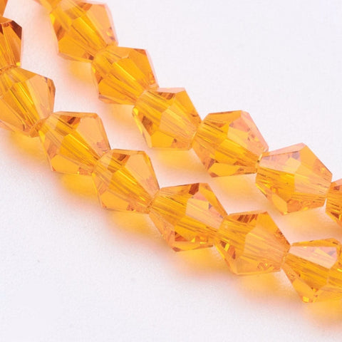 BeadsBalzar Beads & Crafts (BE3014)  Bicone Beads, Faceted , Orange 4mm long, 4mm wide