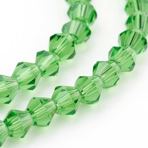 BeadsBalzar Beads & Crafts (BE3015) Imitation Austrian Crystal 5301 Bicone Beads, Faceted  LimeGreen 4mmx4mm