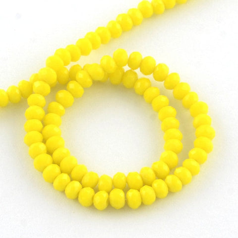 BeadsBalzar Beads & Crafts (BE3078) Faceted Solid Color Glass Abacus Bead Strands, Yellow 4x3mm