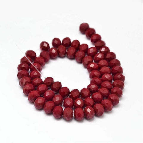 BeadsBalzar Beads & Crafts (BE5116) Glass Beads Strands, Faceted Abacus , DarkRed 8MM