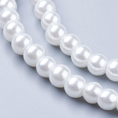 BeadsBalzar Beads & Crafts (BE52) Glass beads pearlized 6mm White