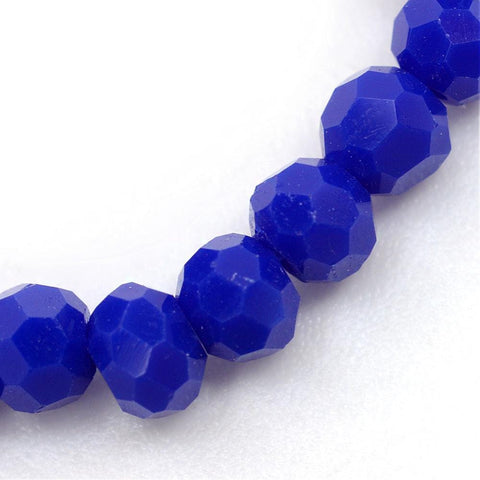 BeadsBalzar Beads & Crafts (BE5212-X) Opaque Solid Glass Bead Strands, Faceted Round, Medium Blue 4~5mm (1 STR)