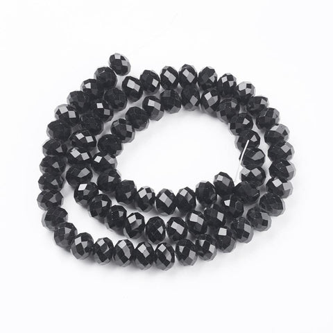 BeadsBalzar Beads & Crafts (BE5220) Handmade Glass Beads, Faceted Abacus, Black 12mm