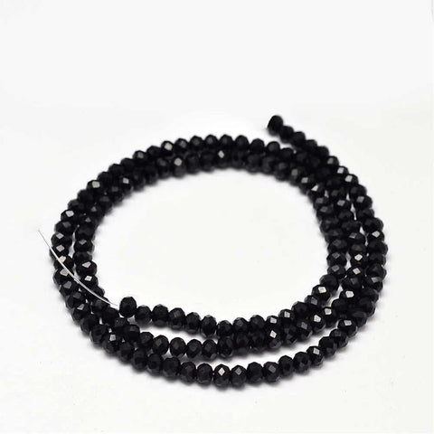 BeadsBalzar Beads & Crafts (BE5221) Faceted Abacus Glass Beads Strands, Black 3MM