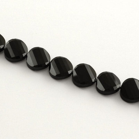BeadsBalzar Beads & Crafts (BE5363B) Faceted Flat Round Glass Beads, Black 13MM