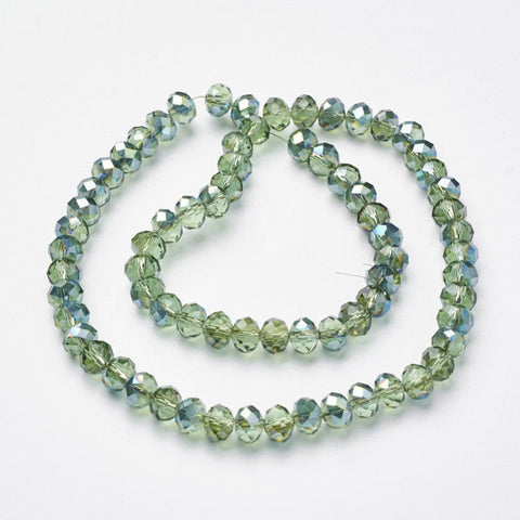 BeadsBalzar Beads & Crafts (BE5366-42) Glass Faceted Rondelle Beads Strands, Half Plated, Teal  5x8mm (1 STR)