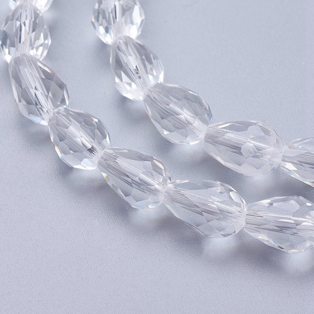 BeadsBalzar Beads & Crafts (BE5373) Glass Beads Strands, Faceted, Drop, Clear Size: 11MM