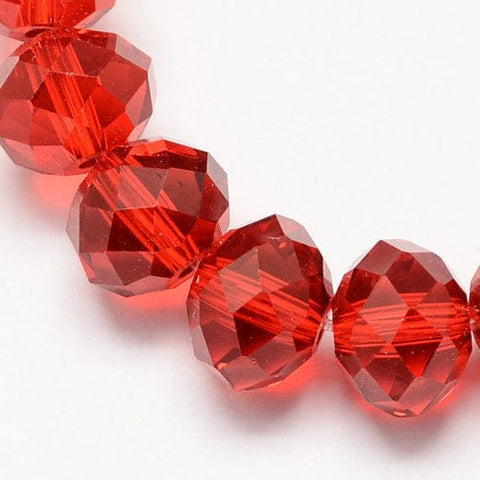 BeadsBalzar Beads & Crafts (BE5376) Handmade Glass Beads, Faceted Abacus, Red 10MM