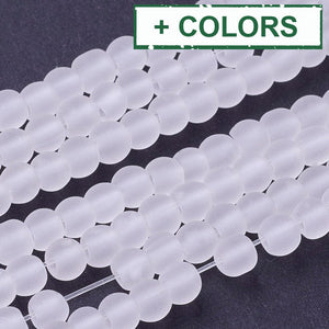 BeadsBalzar Beads & Crafts (BE5439-X) Transparent Glass Bead Strands, Frosted, Round, 4MM (1 STR)