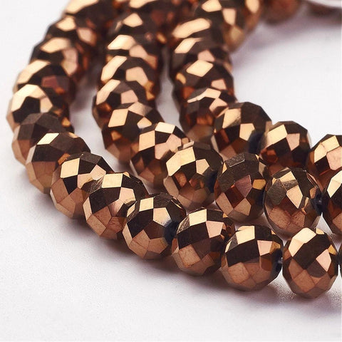 BeadsBalzar Beads & Crafts (BE5451) Electroplate Glass Beads Strands, Faceted, Abacus, Copper Plated  6MM