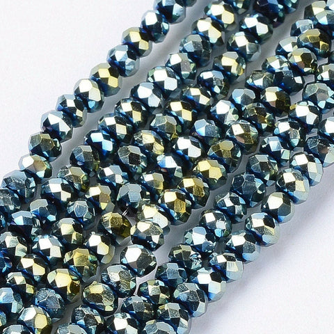 BeadsBalzar Beads & Crafts ( BE5535) Electroplate Glass Bead Strands, Faceted, Green Plated 3MM