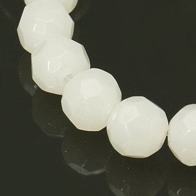 BeadsBalzar Beads & Crafts (BE5633) Glass Beads Strands, Imitation Jade, Faceted, Round, White 10mm
