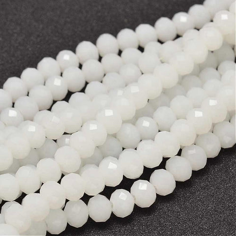BeadsBalzar Beads & Crafts (BE5634) Glass Beads Strands, Faceted Rondelle , White Size: about 8mm