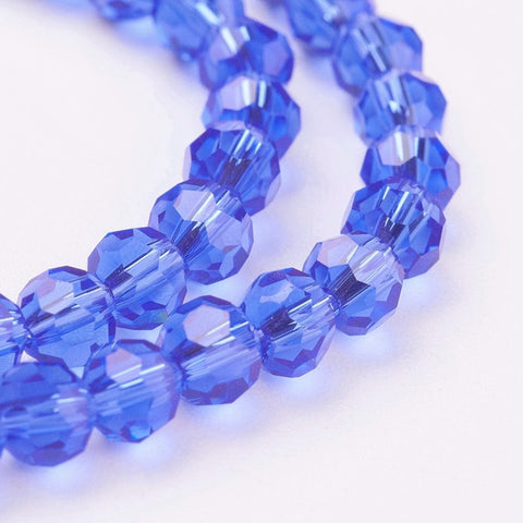 BeadsBalzar Beads & Crafts (BE7620-02) Glass Beads Strands, Faceted, Round, Blue 4mm