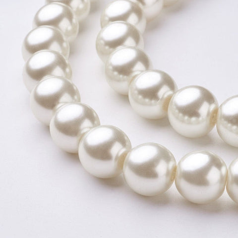 BeadsBalzar Beads & Crafts (BE7813-81) Glass Pearl Beads Strands, Pearlized, Round, Creamy White 14mm