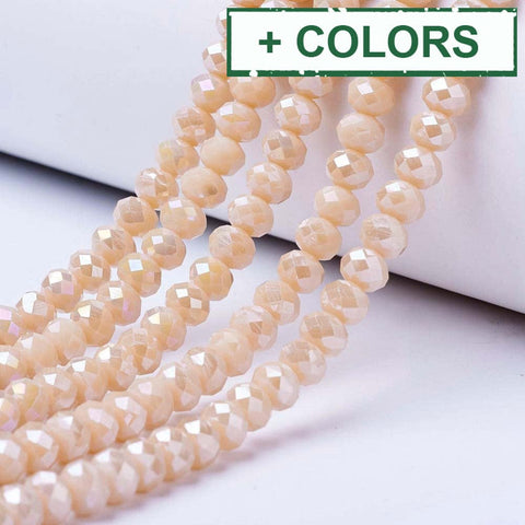BeadsBalzar Beads & Crafts (BE7891-X) Opaque Solid Color Glass Beads Strands, Faceted, Rondelle, 8x6mm