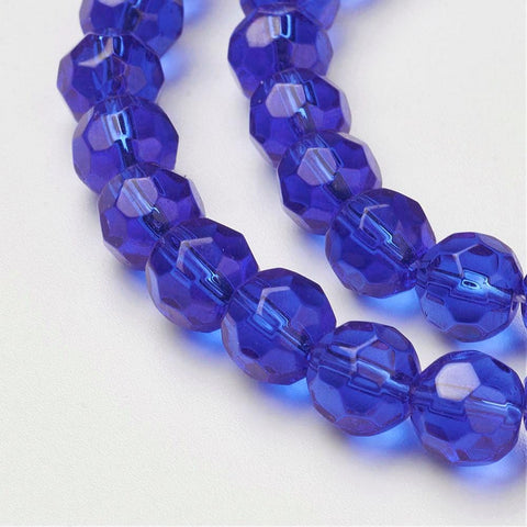 BeadsBalzar Beads & Crafts (BE7917A) Glass Beads Strands, Faceted, Round, Blue  8mm