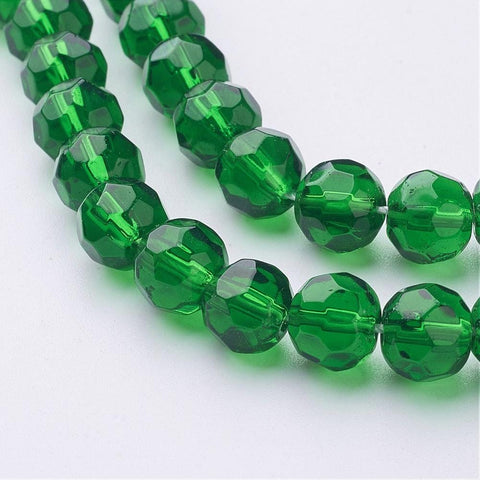 BeadsBalzar Beads & Crafts (BE7918A) Glass Beads Strands, Faceted, Round, Green 8mm (1 STR)