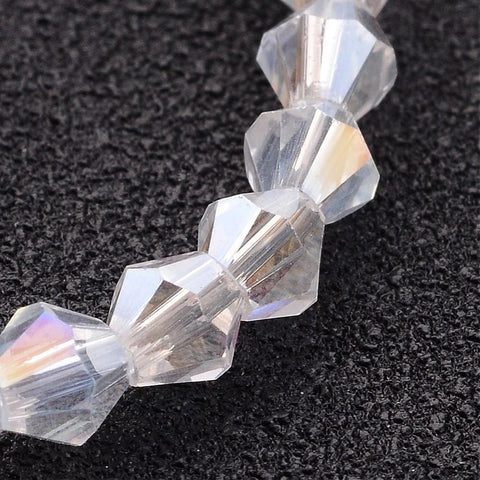 BeadsBalzar Beads & Crafts (BE81) Glass Beads Strands, Clear, AB Color Plated The beads 4MM