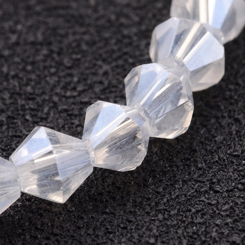BeadsBalzar Beads & Crafts (BE8232-A) Glass Beads Strands, Bicone, Clear, AB Color Plated, Clear 4mm (1 STR)