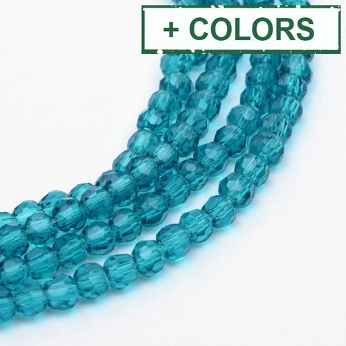 BeadsBalzar Beads & Crafts (BE8235-X) Transparent Glass Bead Strands, Faceted Round, 6mm (1 STR)